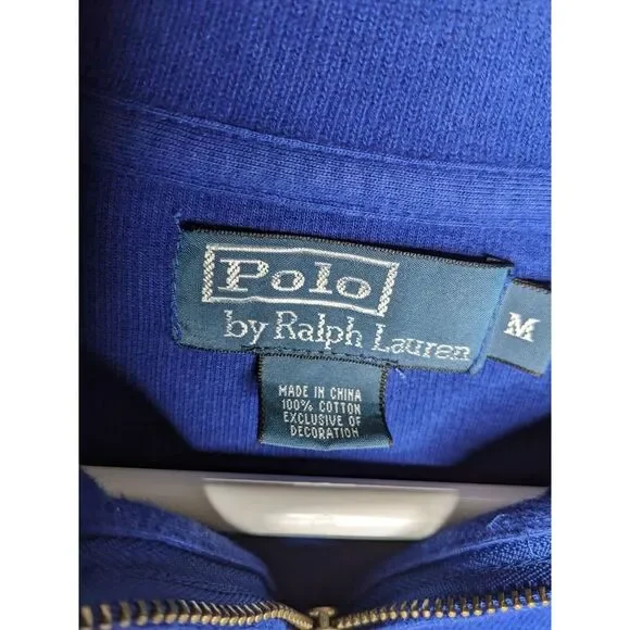 Polo Ralph Lauren Pullover Mens Medium BLUE 1/4 Zipper Sweater Shirt Pony Logo - Picture 5 of 9